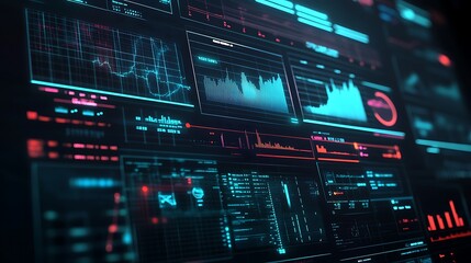 Fototapeta premium High-Tech Vulnerability Assessment Dashboard with Real-Time Network Analysis