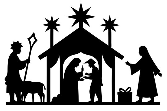 recommend clip art: 
                    
                    Nativity Scene Silhouette, Christmas, Nativity Christmas Scene vector illustration
                    
                    
