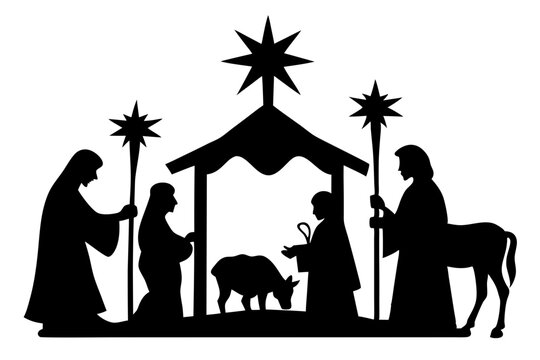 recommend clip art: 
                    
                    Nativity Scene Silhouette, Christmas, Nativity Christmas Scene vector illustration
                    
                    