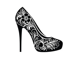 Elegant Floral High Heels silhouette. Crafted With Floral Patterns.