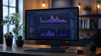 Virtual financial advisory session with real-time data analysis displayed on an interactive dashboard.