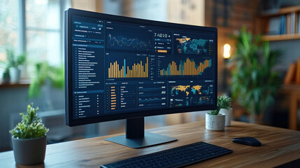 Virtual financial advisory session with real-time data analysis displayed on an interactive dashboard.