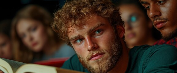 Group Of Students In The Library, Their Focus And Dedication Captured In Quiet Study