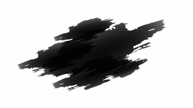 Abstract animation of hand drawn  black paint brush stroke on White background. suitable for titles or other your text with alpha channel only 4k.