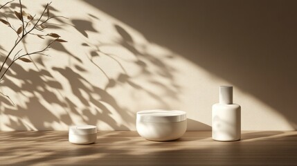 Minimalist Skincare Display with Natural Light