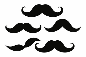 
set of mustaches, moustache silhouette vector bundle

