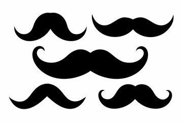 Set of mustache icon vector, Moustache Silhouette

