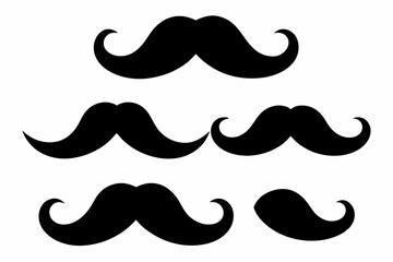Set of mustache icon vector, Moustache Silhouette

