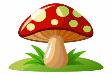 Red and White Spotted Mushroom in Grass