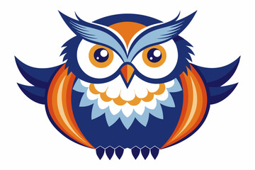 Fototapeta premium Cartoon Owl with Orange and Blue Feathers