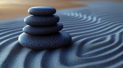 stacked zen stones on sand