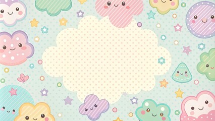 Pastel colored background with cute and kawaii patterns for a presentation or design project, pastel, cute, kawaii, background