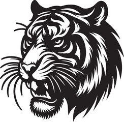 Tiger head silhouette vector art illustration.