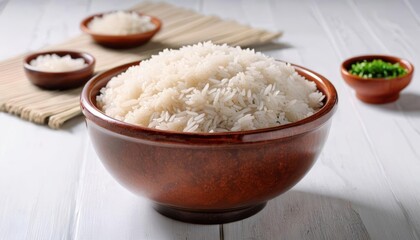  Deliciously simple  A bowl of fluffy white rice ready to be enjoyed