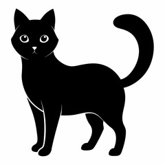 Cat silhouette, black silhouette cat full body, cat silhouette icon	
