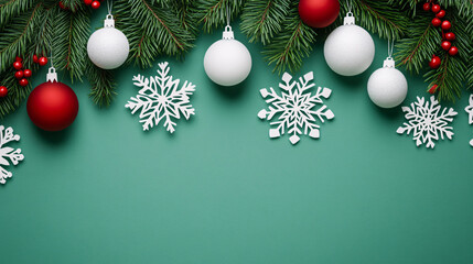 Paper cut Christmas ornaments on green backdrop