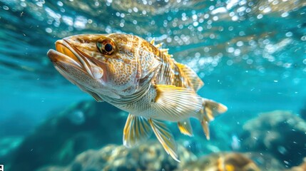 A colorful fish swimming in the ocean.