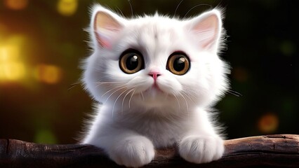 portrait of a cute white cat  