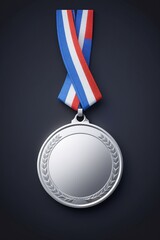 Silver medal icon isolated on a clean dark background