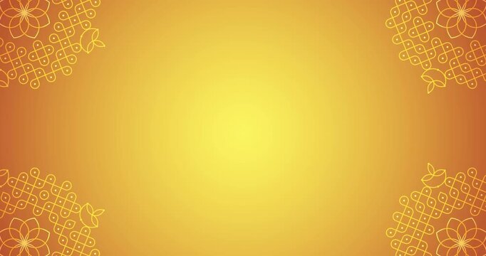 Indian Traditional pulli Kolam motion graphics background for pongal, diwali and Cultural festivals. 