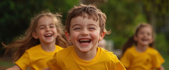 Fototapeta premium Schoolyard Filled With Joy As Students Laugh And Play, The Energy Of The Day Still Lingering