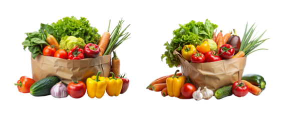Fresh Vegetables in Bag PNG with Transparent Background for Design