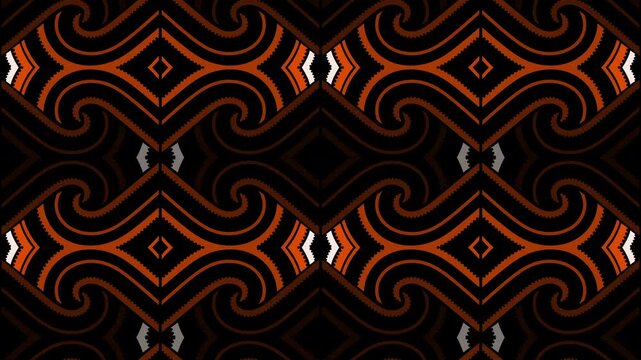 Loopable Traditional Maori Motion Background with Koru or Silver Fern Fiddlehead Pattern