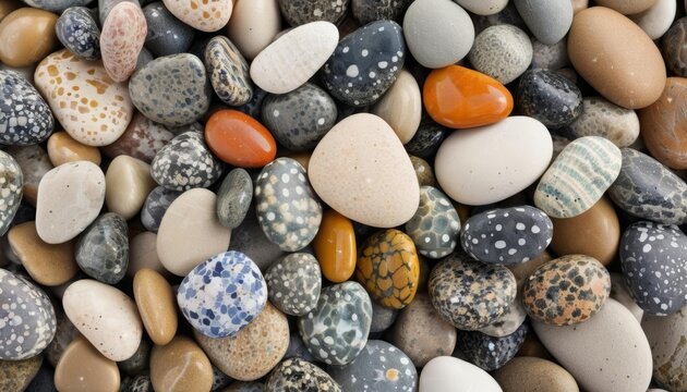  A mosaic of natures artistry  A collection of multicolored uniquely patterned pebbles