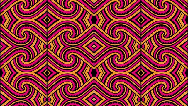 Loopable Traditional Maori Motion Background with Koru or Silver Fern Fiddlehead Pattern