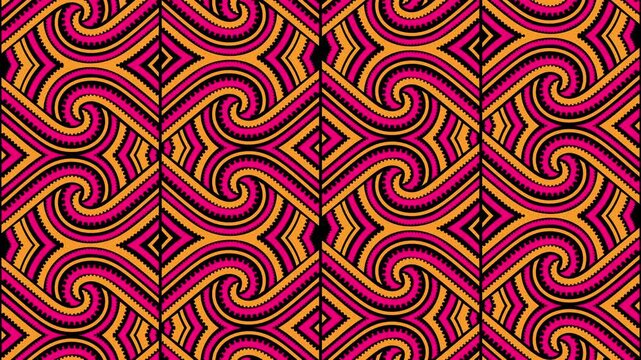 Loopable Traditional Maori Motion Background with Koru or Silver Fern Fiddlehead Pattern