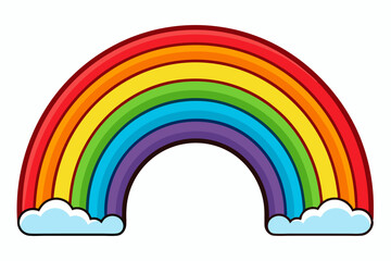 Colorful Rainbow Arch with Clouds at Each End