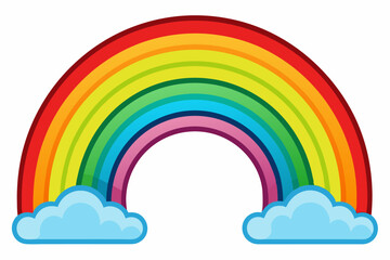 Rainbow Arch with Two Fluffy Clouds