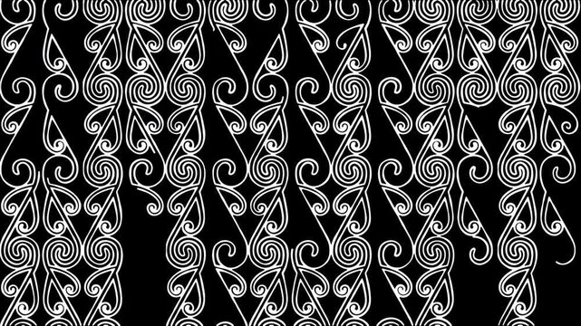 Loopable Traditional Maori Motion Background with Koru or Silver Fern Fiddlehead Pattern