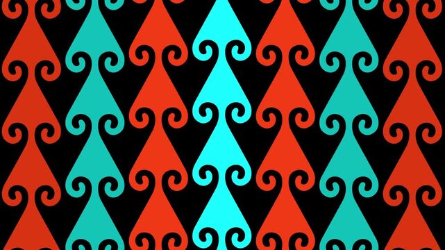 Loopable Traditional Maori Motion Background with Koru or Silver Fern Fiddlehead Pattern