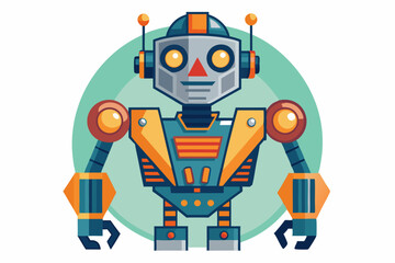 Friendly Cartoon Robot with Orange and Blue Accents