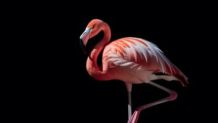 Lesser Flamingo, on Black Background, Pattern, Wallpaper, Cover and Screen for Smartphone, Cell Phone, Computer, Laptop, 9:16 and 16:9 Format