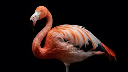 Lesser Flamingo, on Black Background, Pattern, Wallpaper, Cover and Screen for Smartphone, Cell Phone, Computer, Laptop, 9:16 and 16:9 Format