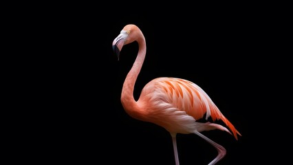 Fototapeta premium Lesser Flamingo, on Black Background, Pattern, Wallpaper, Cover and Screen for Smartphone, Cell Phone, Computer, Laptop, 9:16 and 16:9 Format
