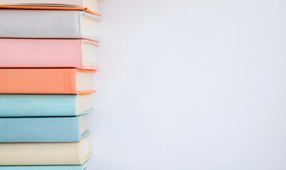 Pile of colorful books on white background, Generative AI
