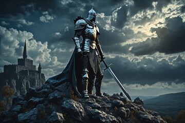 Fototapeta premium Knight on a Hilltop