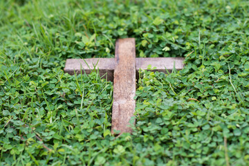 Ash wednesday cross, crucifix made of ash, dust as christian religion, Jesus, god, faith, holy, holiday,
