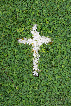 Ash wednesday cross, crucifix made of ash, dust as christian religion, Jesus, god, faith, holy, holiday,