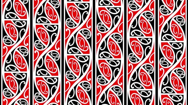 Loopable Traditional Maori Motion Background with Koru or Silver Fern Fiddlehead Pattern