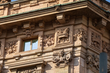 Detail of the facade of old building
