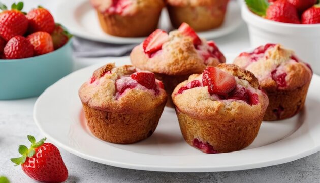  Delicious strawberry muffins fresh and ready to enjoy