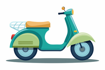 Obraz premium Vintage Green Scooter with Orange Details