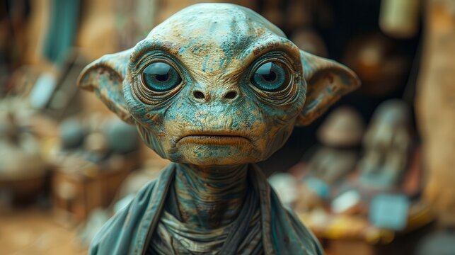 Extraterrestrial Exploration: Alien Studying Earth Artifacts in a Museum Setting