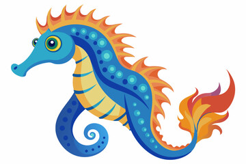 Naklejka premium A Colorful Cartoon Seahorse with a Spiky Fin