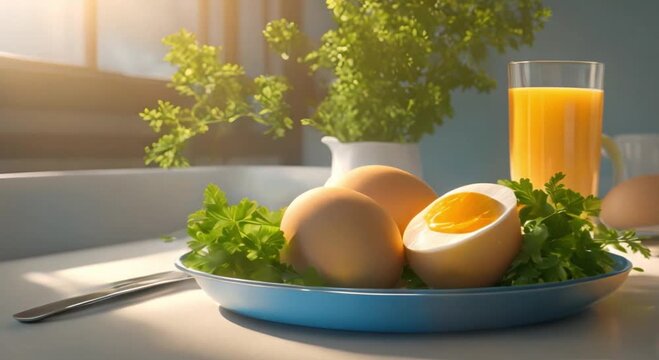 breakfast menu boiled eggs on the table