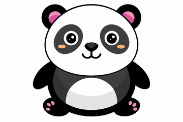 Naklejka premium Cartoon Panda Bear With Pink Ears and Paws